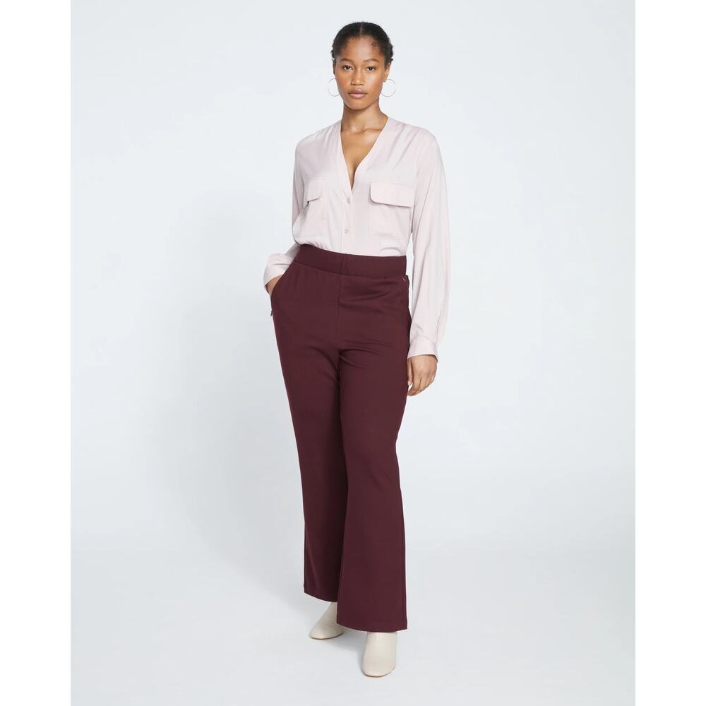 Universal standard Pull On Bootcut Ponte Pants Burgundy Flare Leg Sz 18-20